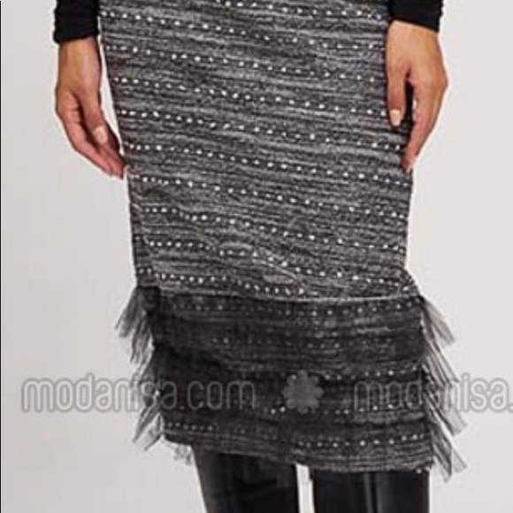 Black-Unlined- Metal Theard Skirt - Picture 1 of 7